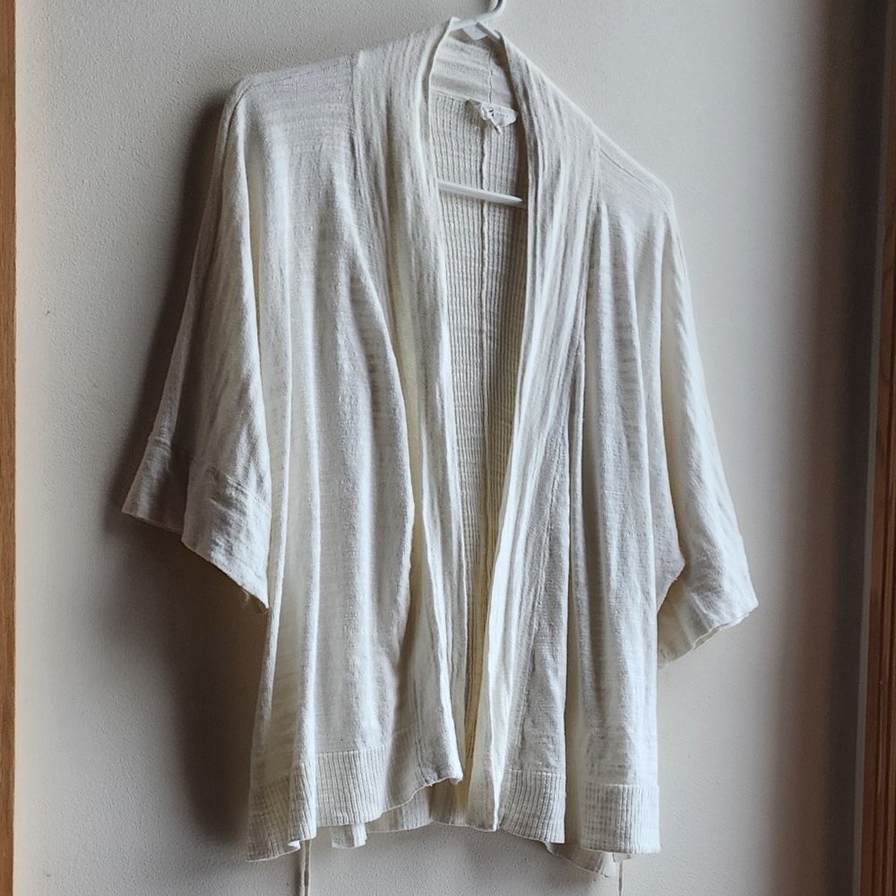 Lou & Grey Ivory Open Cardigan With Drawstring Tie Size Small